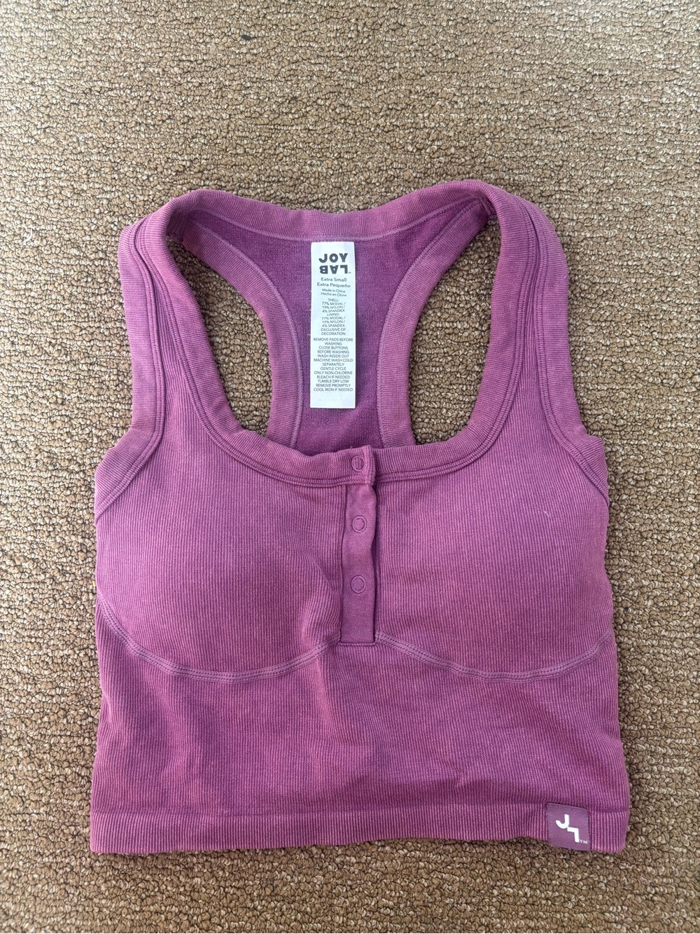 JoyLab Dusty Rose Ribbed Racerback Crop Tank